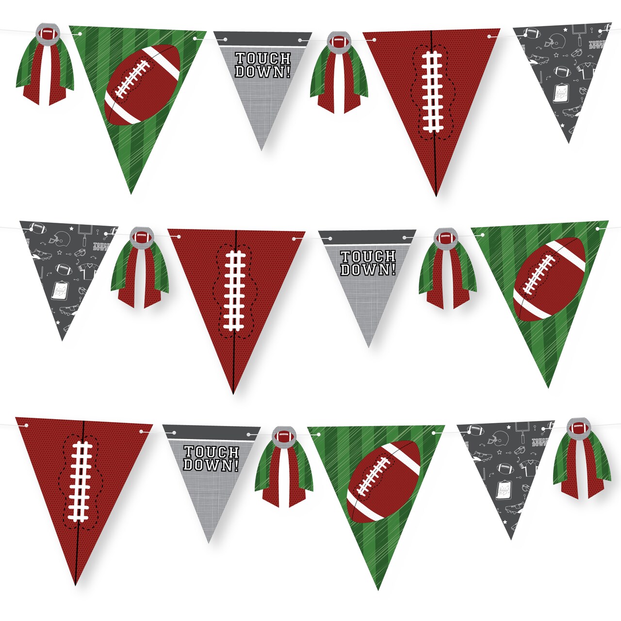 Big Dot of Happiness End Zone - Football - DIY Baby Shower or Birthday Party Pennant Garland Decoration - Triangle Banner - 30 Pieces